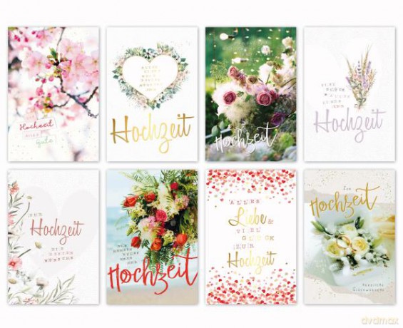 Hochzeitskarte - 100 Stück - 8 Motive