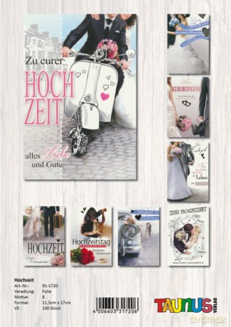 Hochzeitskarten - 100 Stück - 6 Motive
