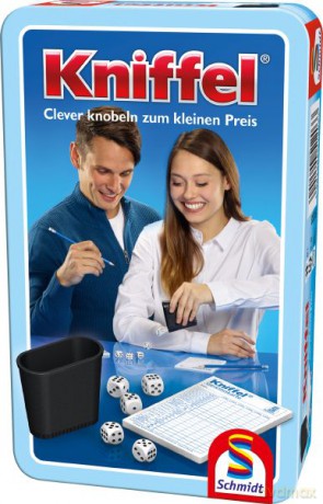 Kniffel - Mitbringspiel in Metalldose (Yahtzee)