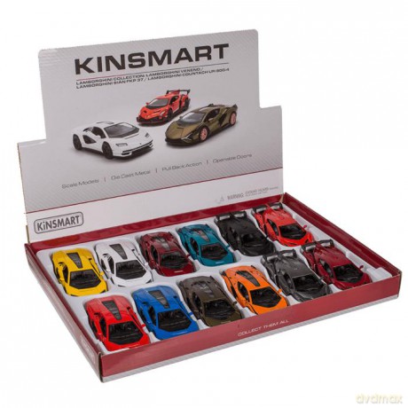 Lamborghini Metall-Modellauto mit Rückziehmotor - 12-fach sortiert im Display - 12 cm