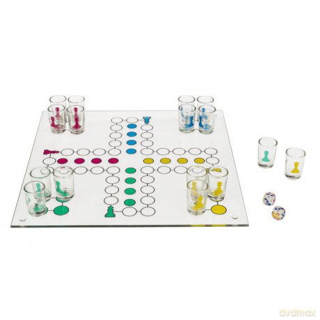 Ludo - Glas-Trinkspiel - 31 x 31 cm