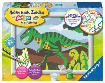 Malowanie po numerach-Głodny Dinozaur Zestaw kreatywny Ravensburger CreArt