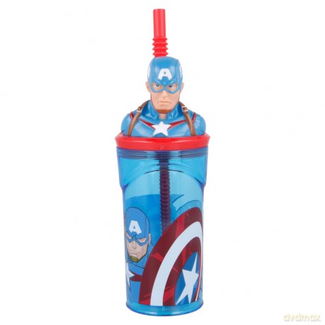 Marvel: Captain America - 3D Trinkbecher mit Strohhalm 360ml