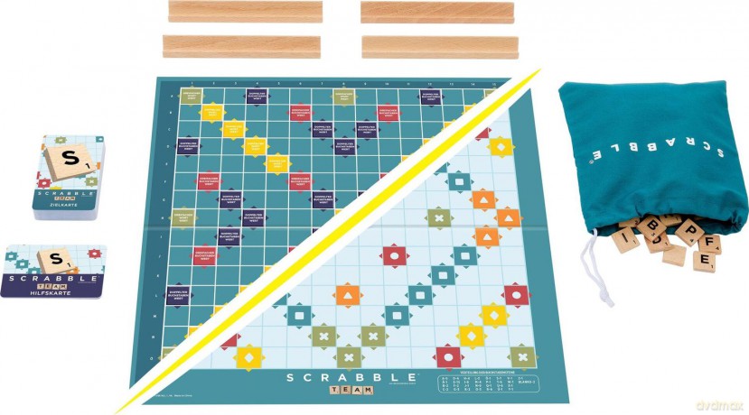 Mattel JGR62 - Scrabble Original 2in1 Holz mit Team Variante