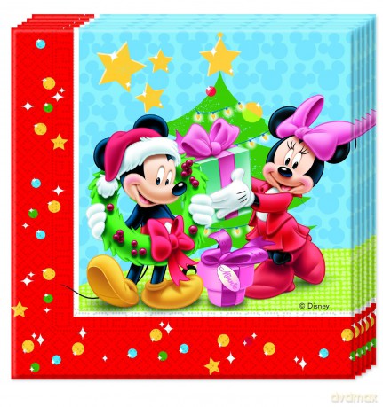 Mickey Christmas - 20 Two-Ply Paper Napkins 33x33cm