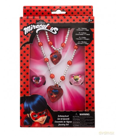 Miraculous - Schmuckset - 1 Perlenarmband, 1 Perlenhalskette und 2 Ringe