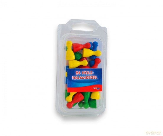 Noris - 24 bunte Halmakegel aus Holz