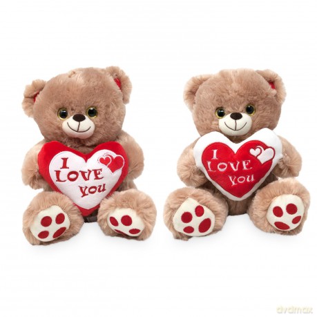 Plüschfigur Bär mit Herz "Love" 2-fach sortiert 25 cm
