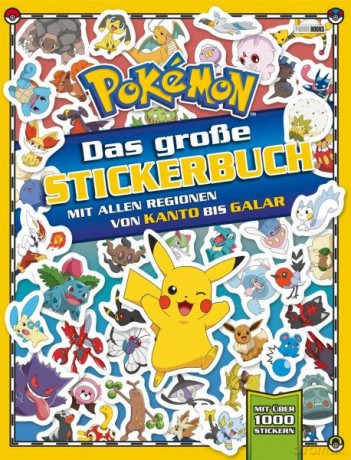 Pokémon Duża książka z naklejkami ze wszystkimi regionami od Kanto do Galar
