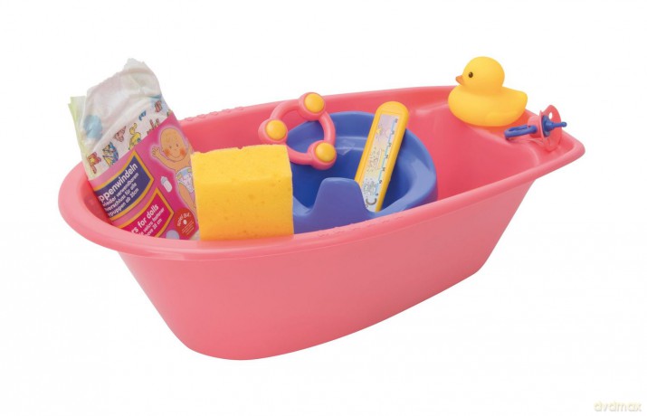 Puppen-Badewannenset mit Zubehör, 8 tlg.