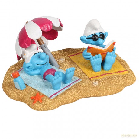 Schlümpfe am Strand beim Sonnenbad - Deko-Figur