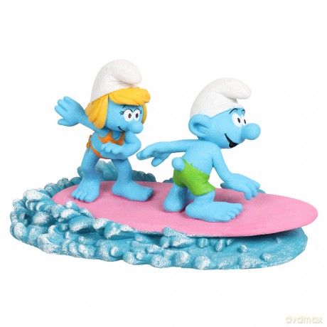 Schlumpfine mit Schlumpf auf dem Surfbrett - Deko-Figur