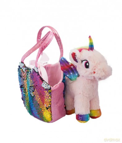 Set Einhorn - Plüsch un Tasche mit magischen Pailletten