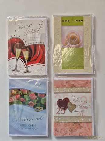 Silberhochzeit Karte - 25 Stück - 6 Motive - 11,5 x 17,5 cm