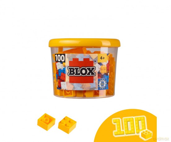Androni Blox 100 żółte 4-elementowe klocki konstrukcyjne w puszce Simba 104114110