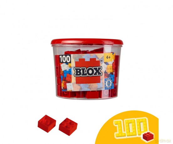 Androni Blox 100 czerwone 4-elementowe klocki konstrukcyjne w puszce Simba 104114111