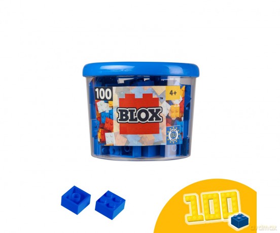 Androni Blox 100 niebieskie 4-elementowe klocki konstrukcyjne w puszce Simba 104114112