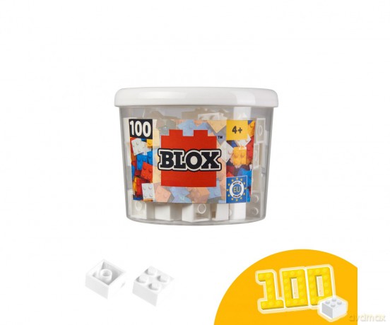 Androni Blox 100 białe klocki 4-elementowe w puszce Simba 104114113