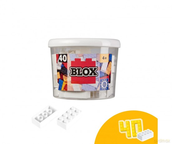 Androni Blox 40 białych klocków 8-elementowych w puszce Simba 104118890