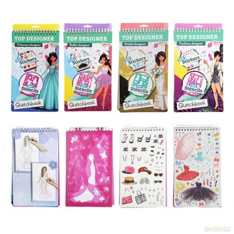 Skizzenbuch Mode Designer mit Sticker 4-fach