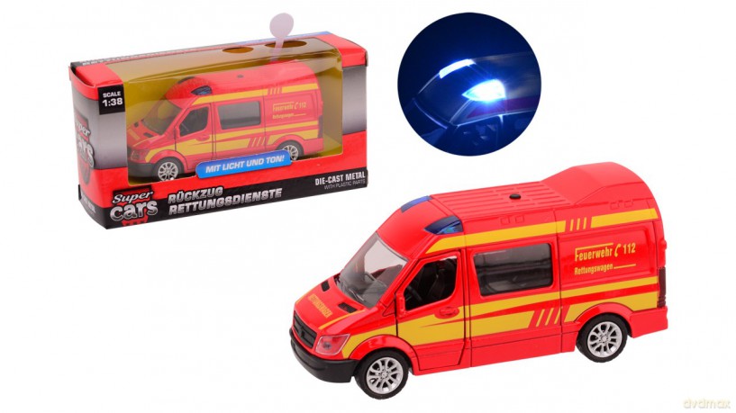 Super Cars Feuerwehr Bus mit Rückzug, Licht und Geräusch 1:43
