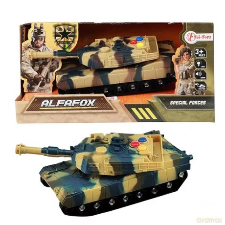 Toi Toys 15562A - ALFAFOX Czołg wojskowy 17cm z napędem frykcyjnym ze światłem i dźwiękiem