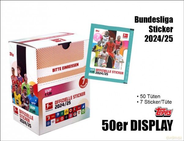 Topps Bundesliga Naklejki 2024/2025 - BOX 50 PACZEK