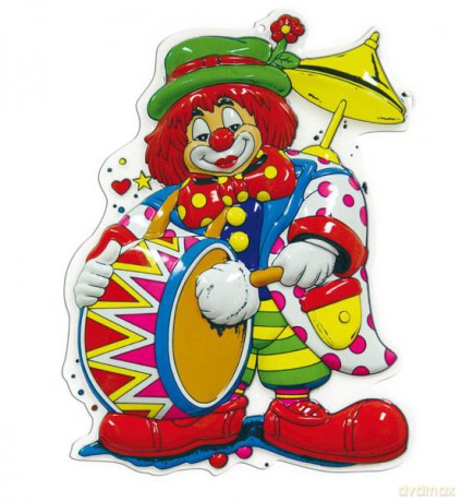 Dekoracja ścienna Clown z bębnem - 60 cm