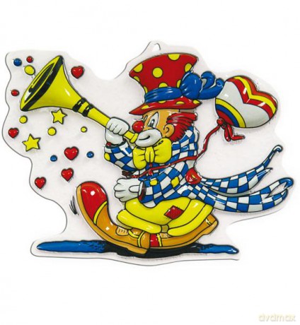 Dekoracja ścienna Clown z trąbką - 30 cm