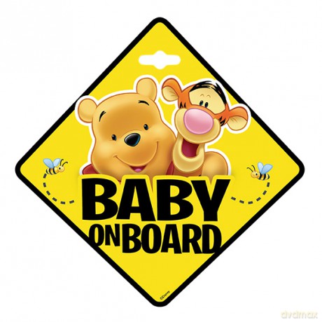 Naklejka samochodowa BABY ON BOARD Kubuś Puchatek na szybę