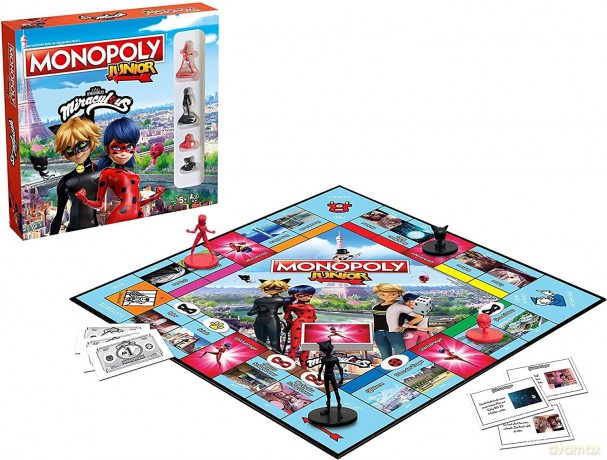 Winning Moves 45601 - Monopoly Junior: Miraculous - Brettspiel (Monopoly Junior: Miraculum: Biedronka i Czarny Kot)