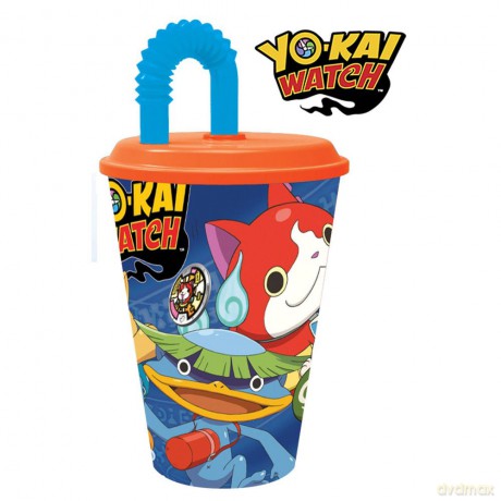 Yokai Watch kubek plastikowy ze słomką i wieczkiem