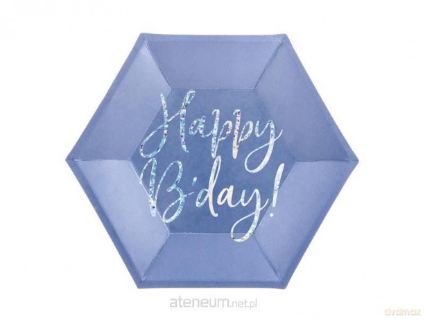 Talerzyki Happy B'day! granatowy 20cm 6szt