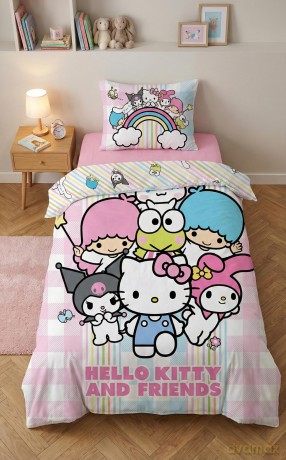 HELLO KITTY Pościel, rozmiar 140x200cm+70x90cm 100% polyester microfiber