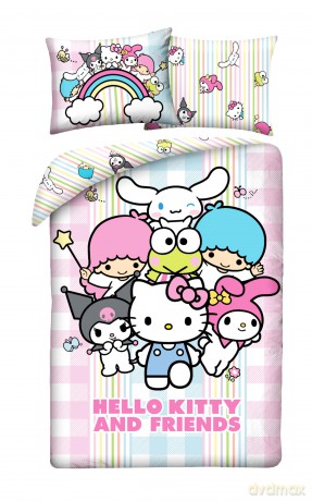 HELLO KITTY Pościel, rozmiar 140x200cm+70x90cm 100% polyester microfiber