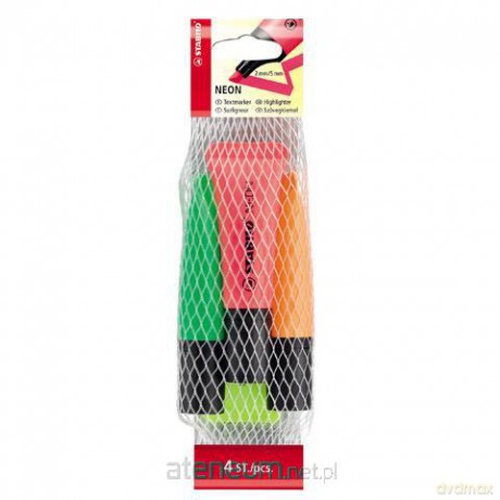 Zakreślacz Neon 4 kol. żółty/zielony/pomarańczowy/różowy bls STABILO