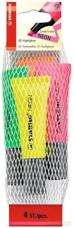Zakreślacz Neon 4 kol. żółty/zielony/pomarańczowy/różowy bls STABILO