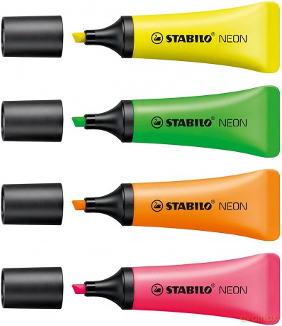 Zakreślacz Neon 4 kol. żółty/zielony/pomarańczowy/różowy bls STABILO