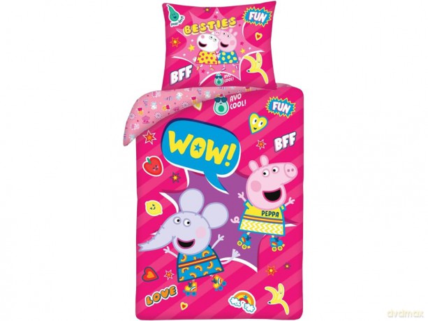 Peppa Pościel 140x200cm+70x90cm + worek bawełniany