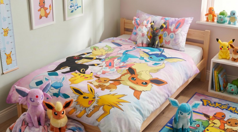 Pokemon Pościel, rozmiar 135x200cm+80x80cm 100% polyester microfiber