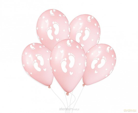 Balony Gemar stópki dziecięce pudrowe różowe 50szt
