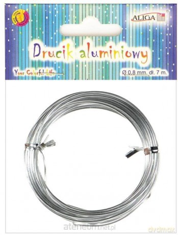 Drucik aluminiowy srebrny 0,8mm 7m