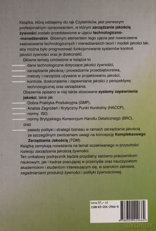 Zarządzanie jakością żywności [KSIĄŻKA]