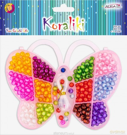 Koraliki plastikowe motyl 8mm 300szt MIX
