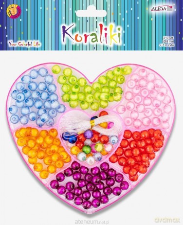 Koraliki plastikowe serce 8mm 210szt MIX