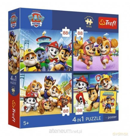 TREFL 4w1 Psi Patrol - Psia straż + plakat [PUZZLE]