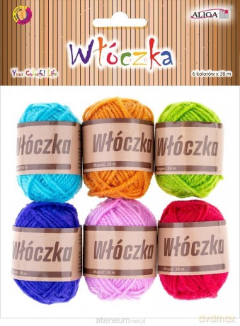 Włóczka 38 m, 6 szt MIX