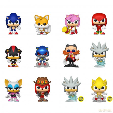 Funko Mystery Minis: Sonic The Hedgehog - Sonic, Tails, Amy, Knuckles, Shadow, Metal Sonic, Dr. Eggman, Silver, Rouge, Treasure Hunter Knuckles, Silver (Glows), Super Sonic (Glows) (Blind Box/mix) Vinyl Figures [FIGURKA]
