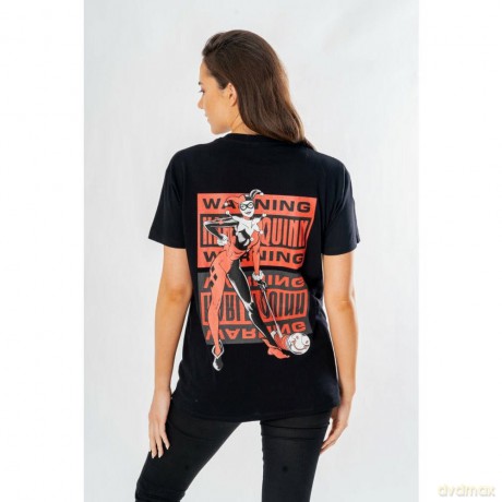 DC Comics T-Shirt Harley Quinn Front Back Warning Size S