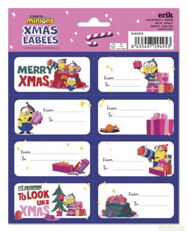 Minions Self-Adhesive Labels Christmas